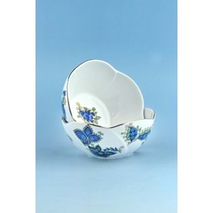 Paisley blue altın yaldızlı 2 adet porselen kase