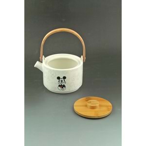 Mickey news bambu kapaklı mini porselen demlik