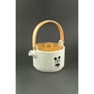 Mickey news bambu kapaklı mini porselen demlik