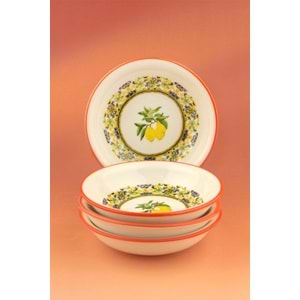 Oranj kenar limon 4 parça porselen çerezlik