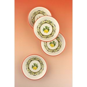 Oranj kenar limon 4 parça porselen çerezlik