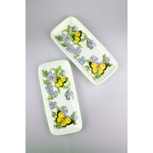 Lilac butterfly 2 parça porselen sunum tabağı