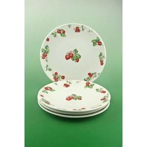 Strawberry 4 parça porselen pasta tabağı