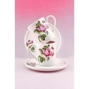 Pink rose iki kişilik porselen kahve fincan takımı