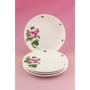 Pink rose 4 parça porselen pasta tabağı