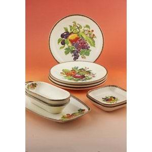 Retro fruit 4 kişilik 9 parça porselen kahvaltı takımı
