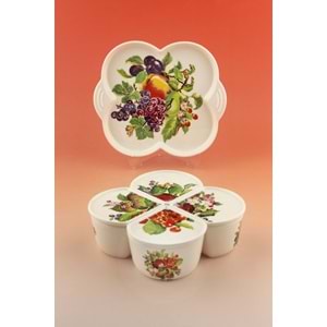 Fruit 4 lü porselen kapaklı kahvaltılık