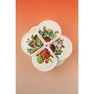 Fruit 4 lü porselen kapaklı kahvaltılık