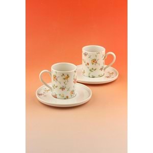 Mine çiçeği iki kişilik porselen kahve fincan takımı