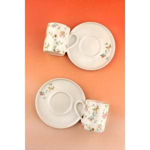 Mine çiçeği iki kişilik porselen kahve fincan takımı