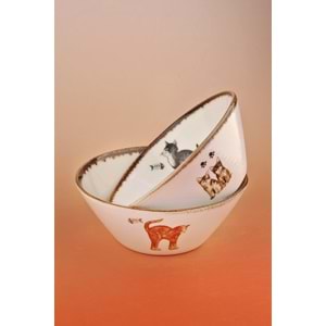 Retro cats porselen ikili kase / mama kabı