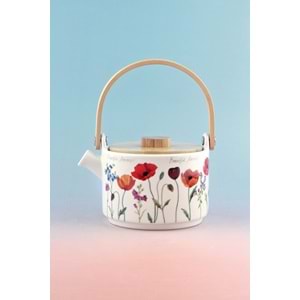 Beautiful flowers bambu kapaklı mini porselen demlik