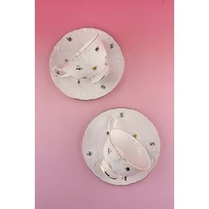 Flora altın yaldızlı 2 kişilik çay fincan takımı