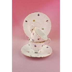 Flora altın yaldızlı 2 kişilik kahve fincan takımı