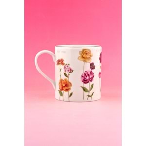 Beautiful flowers altın yaldızlı porselen kupa