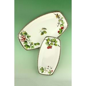 Retro red berries 2 boy porselen kayık tabak