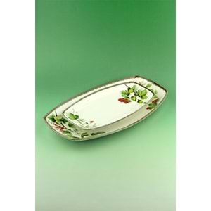 Retro red berries 2 boy porselen kayık tabak