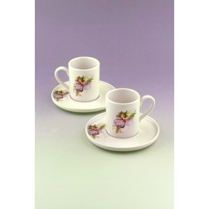 Violet fairy iki kişilik porselen kahve fincan takımı