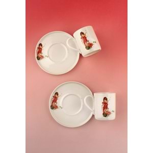 Red fairy iki kişilik porselen kahve fincan takımı