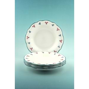 Antik aqua flora 4 parça porselen yemek tabağı