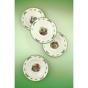 Green gardening 4 parça porselen yemek tabağı