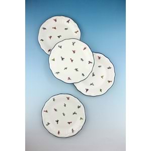 Blue flora 4 parça porselen pasta tabağı