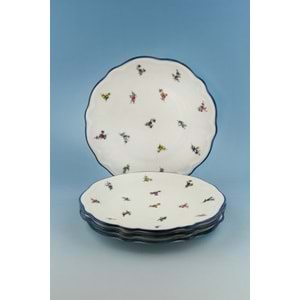 Blue flora 4 parça porselen pasta tabağı