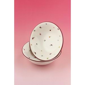 Magenta floral 2 adet porselen kase