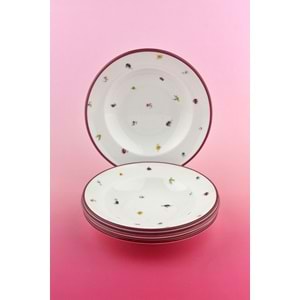 Magenta flora 4 parça porselen yemek tabağı