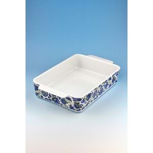 Blue paisley dikdörtgen porselen fırın kabı