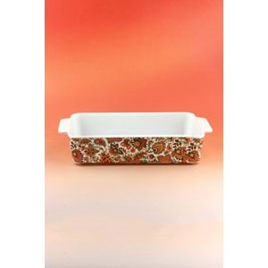 Orange paisley dikdörtgen porselen fırın kabı