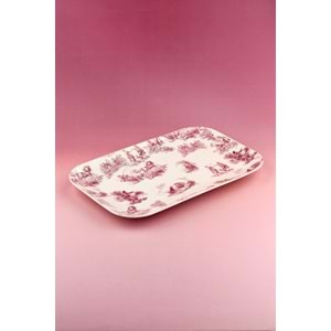 Pembe İngiliz büyük boy porselen tepsi