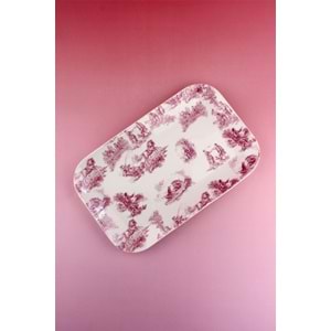 Pembe İngiliz büyük boy porselen tepsi