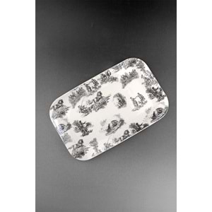 Siyah İngiliz büyük boy porselen tepsi