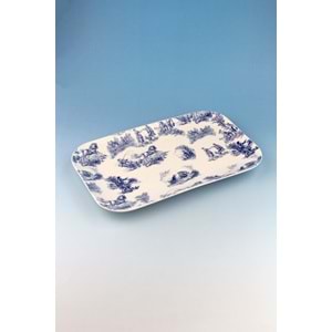 Mavi İngiliz büyük boy porselen tepsi