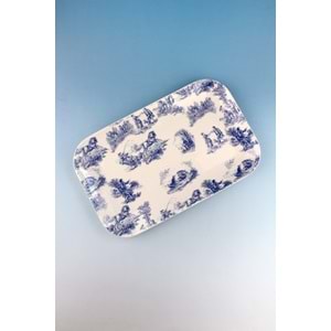 Mavi İngiliz büyük boy porselen tepsi
