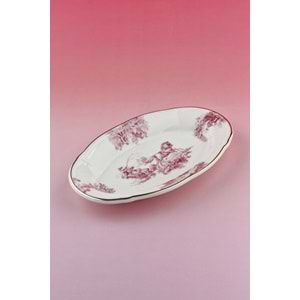 Pembe İngiliz porselen kayık tabak