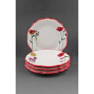 Beautiful flowers red 4 parça tatlı/kurabiye tabağı