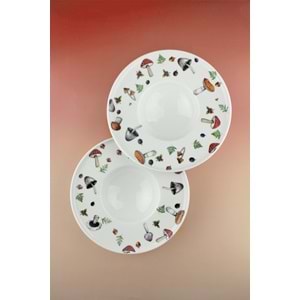 Mushroom 2 adet porselen makarna tabağı