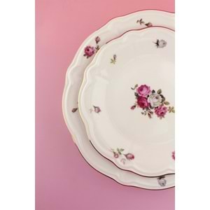 Angela altın yaldızlı 4 parça porselen servis tabağı