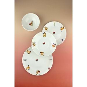 Tavşan 6 kişilik 24 parça porselen yemek takımı