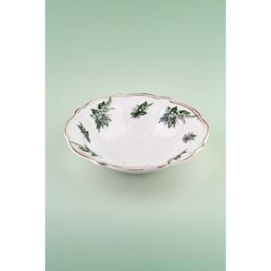 Yeşil çiçek antik porselen salata kasesi