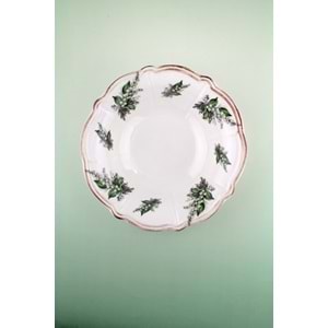 Yeşil çiçek antik porselen salata kasesi