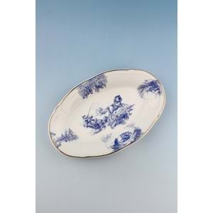 Mavi İngiliz porselen kayık tabak