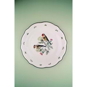 Goldfinch yeşil file porselen servis/duvar tabağı