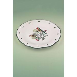 Goldfinch yeşil file porselen servis/duvar tabağı