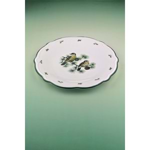 Woodland song yeşil file porselen servis/duvar tabağı