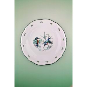 Kingfisher yeşil file porselen servis/duvar tabağı