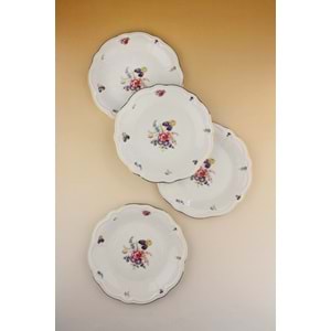 Pembe gül altın yaldızlı 4 parça porselen pasta tabağı