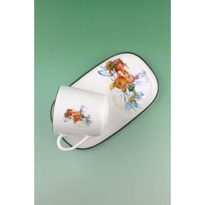 Orange fairy sunumluklu porselen kupa takımı